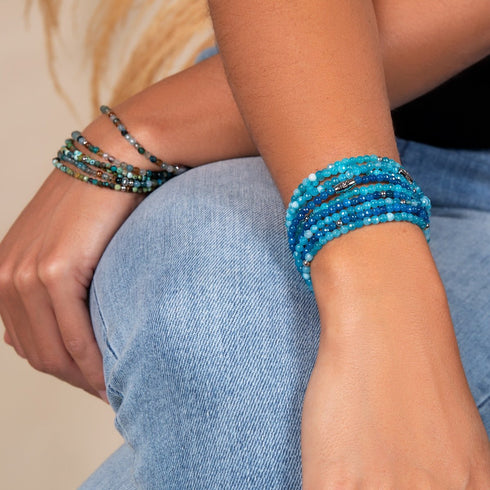 Agate bleue | Argent sterling .925 | Enveloppement de pierres précieuses